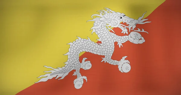 부탄이 흔들고 움직이는 깃발의 이미지 애국주의와 디지털로 만들어 이미지를 축하하는 — 스톡 사진