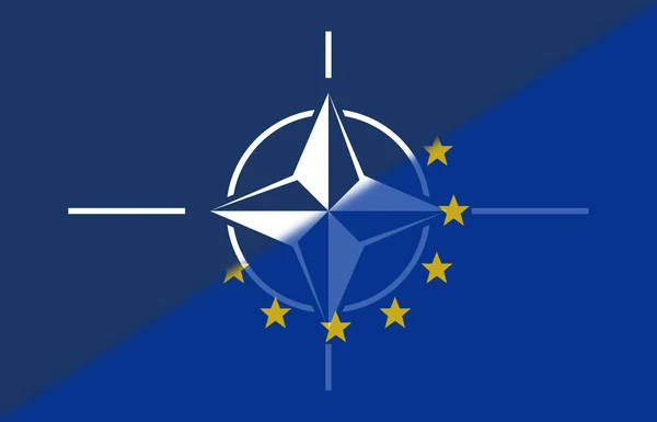 Digitaal Composiet Beeld Van Vlag Van Nato Europa Geschilderd Kopieerruimte — Stockfoto