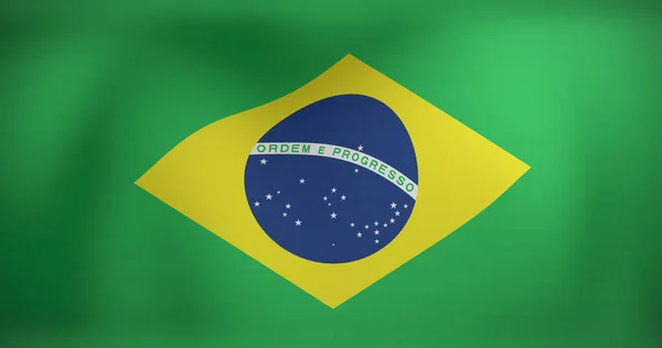 ブラジルの移動フラグのイメージを振って 愛国心やお祝いのコンセプトをデジタルで表現し — ストック写真