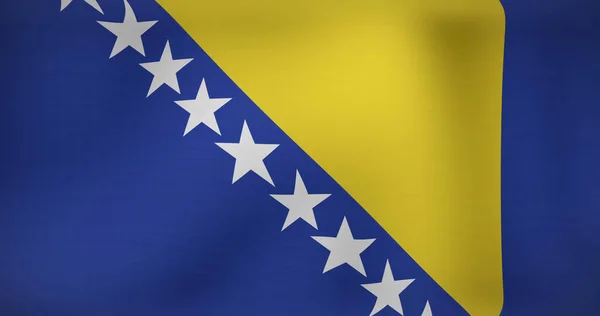 ボスニア ヘルツェゴヴィナの国旗が手を振っている様子 愛国心やお祝いのコンセプトをデジタルで表現し — ストック写真