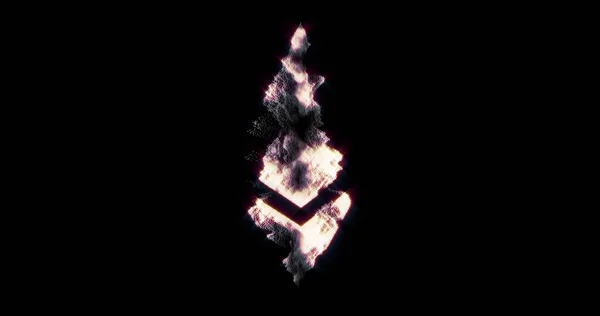 Obraz Eteru Krypto Waluty Hologram Symbol Wirujący Czarnym Tle Koncepcja — Zdjęcie stockowe