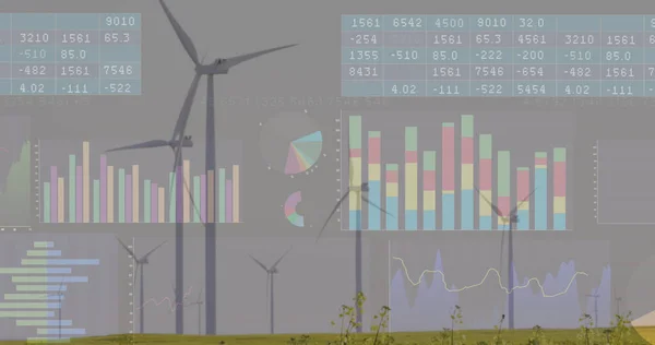 Image Financial Data Processing Wind Turbines Landscape Global Finance Business — Stock Photo, Image