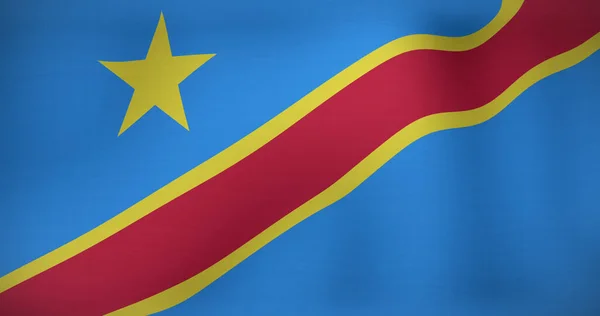 Image Moving Flag Democratic Republic Congo National Patriotism Celebration Concept — Stock Photo, Image