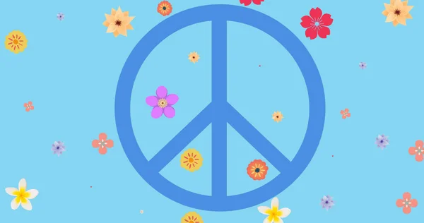 Image Peace Icon Flowers Blue Background Ukraine Crisis International Politics — Stock Photo, Image