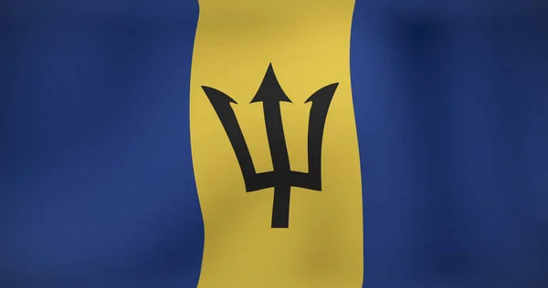 Mozgó Barbados Zászló Képe Lengett Nemzeti Patriotizmus Ünneplés Koncepció Digitálisan — Stock Fotó