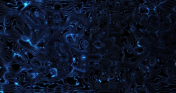 青い波が動く黒い背景のイメージ 色や動きやデジタルインターフェースの概念はデジタルで生成され — ストック写真