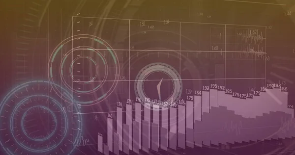 Bild Finansiell Databehandling Över Rörlig Klocka Globalt Finans Affärs Och — Stockfoto