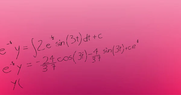 Imagen Fórmulas Matemáticas Escritas Mano Sobre Fondo Rosa Concepto Ciencia — Foto de Stock