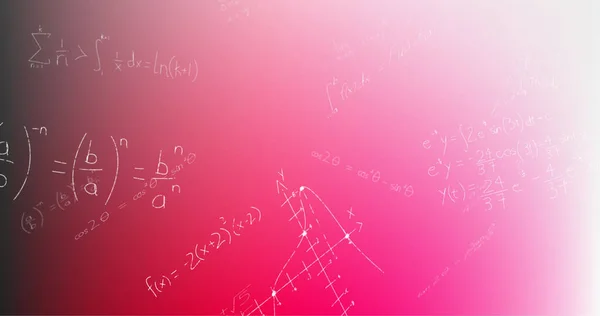 Afbeelding Van Met Hand Geschreven Wiskundige Formules Roze Achtergrond Wetenschap — Stockfoto