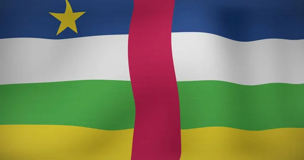 中央アフリカ共和国の移動フラグのイメージを振って 愛国心やお祝いのコンセプトをデジタルで表現し — ストック写真