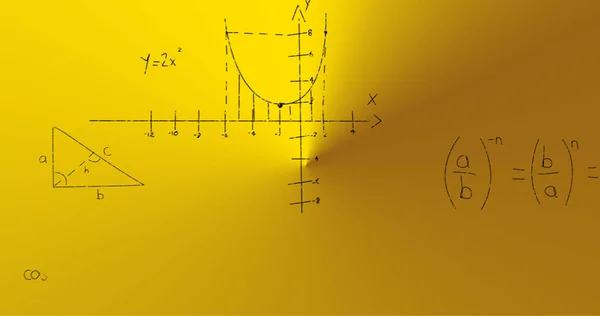 이미지는 노란색 수학적 공식으로 작성되었습니다 디지털로 만들어 이미지 — 스톡 사진