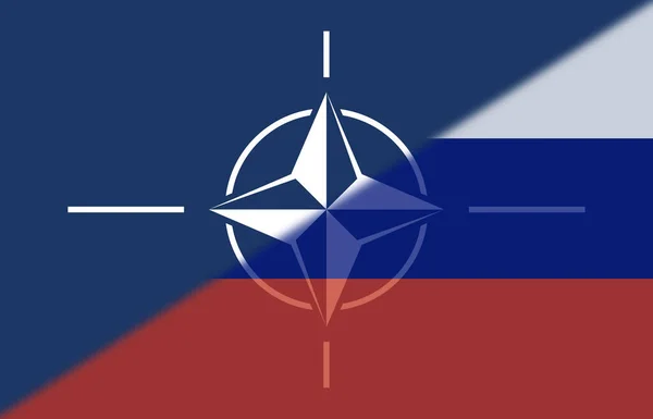 Digitale Composiet Afbeelding Van Vlaggen Van Nato Rusland Geschilderd Kopieerruimte — Stockfoto