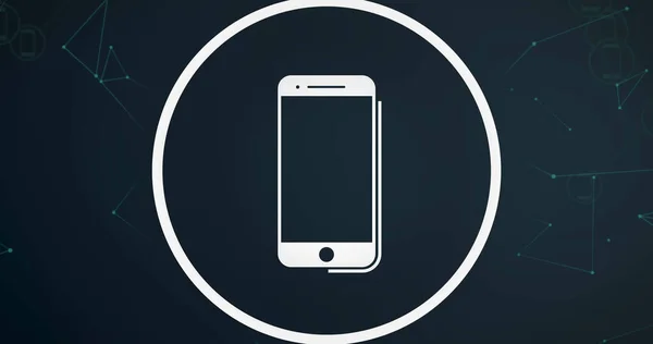 Изображение Цифровой Иконки Смартфона Подключений Черном Фоне Глобальные Онлайн Соединения — стоковое фото