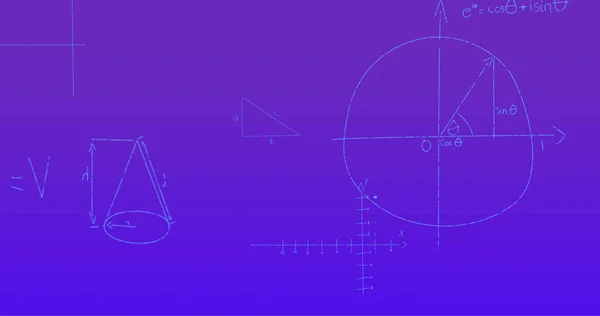 Image Formules Mathématiques Manuscrites Sur Fond Violet Science Mathématiques Concept — Photo