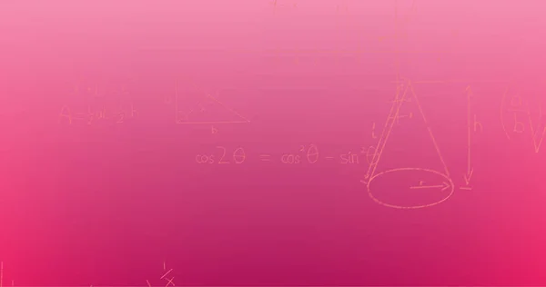 Gambar Formula Matematika Tulisan Tangan Atas Latar Belakang Merah Muda — Stok Foto