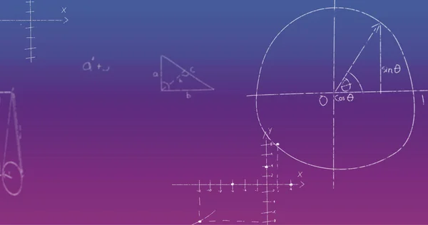 Image Formules Mathématiques Manuscrites Sur Fond Bleu Violet Science Mathématiques — Photo