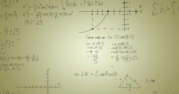 Obrázek Ručně Psaných Matematických Vzorců Zeleném Pozadí Věda Matematika Koncepce — Stock fotografie