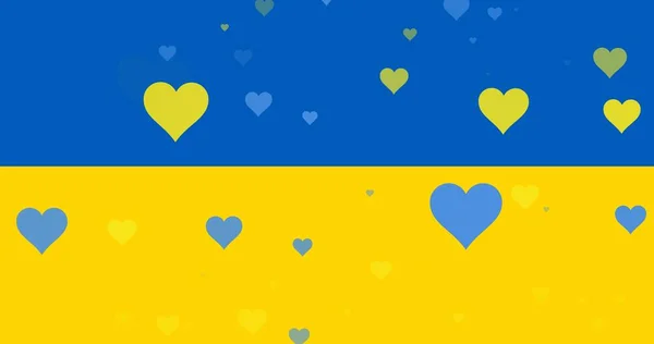 깃발에 파란색 노란색 심장의 애국심 러시아 평화주의 — 스톡 사진