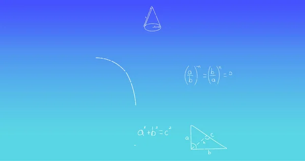 Imagen Fórmulas Matemáticas Manuscritas Sobre Fondo Azul Concepto Ciencia Matemáticas — Foto de Stock