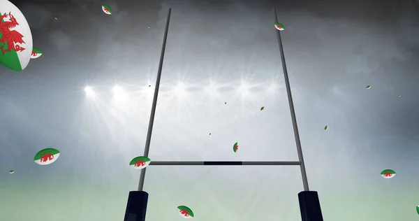 Obraz Kul Rugby Kolorowe Flagą Walii Stadionie Koncepcja Sportu Konkurencji — Zdjęcie stockowe