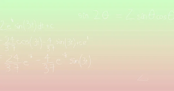 Imagen Fórmulas Matemáticas Manuscritas Sobre Fondo Verde Rosa Concepto Ciencia —  Fotos de Stock