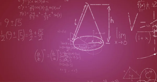 Imagen Fórmulas Matemáticas Manuscritas Sobre Fondo Púrpura Concepto Ciencia Matemáticas — Foto de Stock