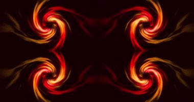 Siyah arkaplanda parlayan dört turuncu ve kırmızı ışık dalgasının animasyonu. ışık, desen ve hareket konsepti dijital olarak oluşturulmuş video.