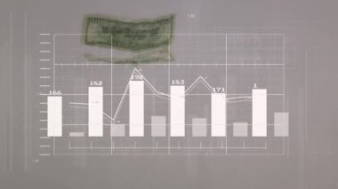 Banknotlar üzerinde veri işleme animasyonu. Ukrayna krizi ve uluslararası politika kavramı dijital olarak oluşturuldu.