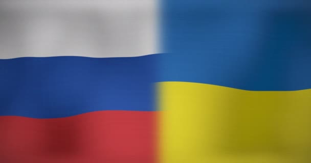 Animation Moving Floating Flags Russia Ukraine Ukraine Conflict Patriotism Celebration — Stock Video