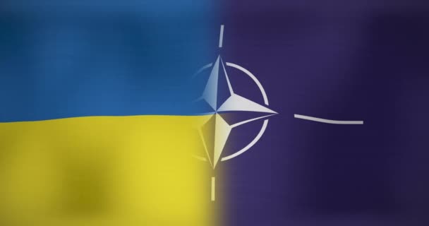 Animacja Poruszających Się Pływających Flag Nato Ukraińskiej Konflikt Ukraiński Patriotyzm — Wideo stockowe