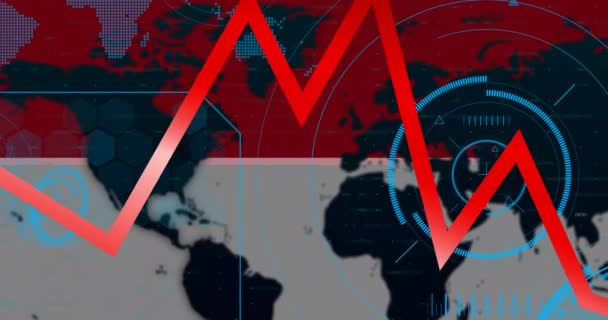 Animation Data Processing World Map Ukraine Crisis International Politics Concept — Stock Video