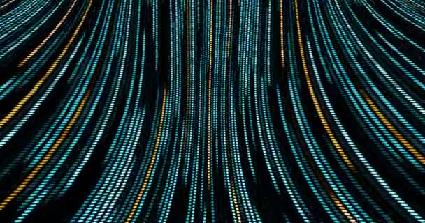 Animatie Van Blauwe Gele Gestippelde Lichtsporen Die Hypnotiserende Beweging Bewegen — Stockvideo