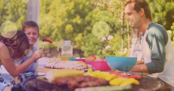 Animation Spots Happy Caucasian Family Having Bbq International Day Families — kuvapankkivideo