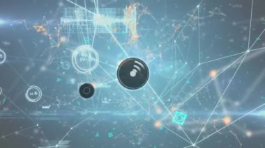 Dijital simgeler ağı ve veri işlemeye ve ışık noktasına karşı bağlantılar ağı. küresel ağ ve teknoloji kavramı