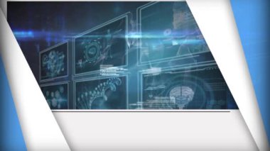 Ekranda grafik ve veri işleme animasyonları. küresel iş, veri işleme ve hesaplama kavramı dijital olarak oluşturulmuş video.