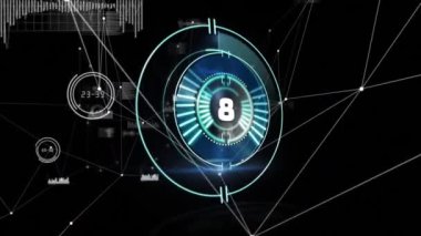 Geri sayım ve tarama sırasında bağlantı ağının animasyonu. küresel bağlantılar, ağlar ve veri işleme konsepti dijital olarak oluşturulmuş video.