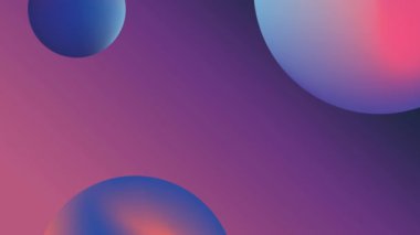Mor arka planda hareket eden kürelerin animasyonu. renk, şekil ve hareket konsepti dijital olarak oluşturulmuş video.
