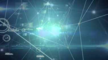 Yeşil arkaplandaki simgelerle bağlantı ağının canlandırılması. küresel bağlantılar, veri işleme ve dijital olarak oluşturulmuş video ağ konsepti.