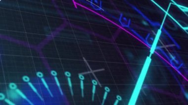 Dijital uzayda dönen güvenlik sisteminin animasyonu. dijital güvenlik, güvenlik ve teknoloji konsepti dijital olarak oluşturuldu.