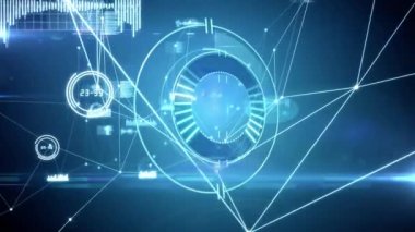 Kapsam taramasında bağlantı ağının animasyonu. küresel bağlantılar, ağlar ve veri işleme konsepti dijital olarak oluşturulmuş video.