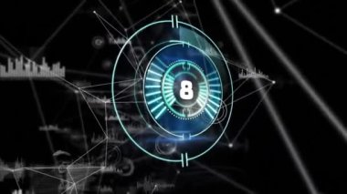 Geri sayım ve tarama sırasında bağlantı ağının animasyonu. küresel bağlantılar, ağlar ve veri işleme konsepti dijital olarak oluşturulmuş video.