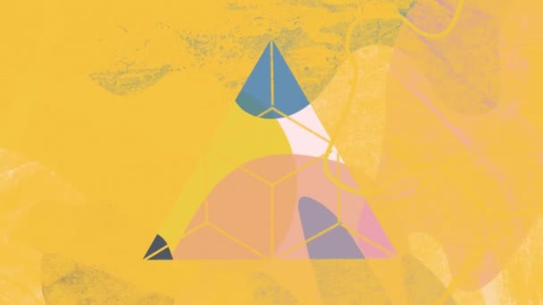 Animación Triángulo Con Patrón Sobre Fondo Amarillo Cambiante Concepto Color — Vídeo de stock