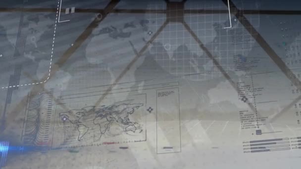 Animace Grafů Zpracování Dat Obrazovkách Globální Obchodní Zpracování Dat Výpočetní — Stock video