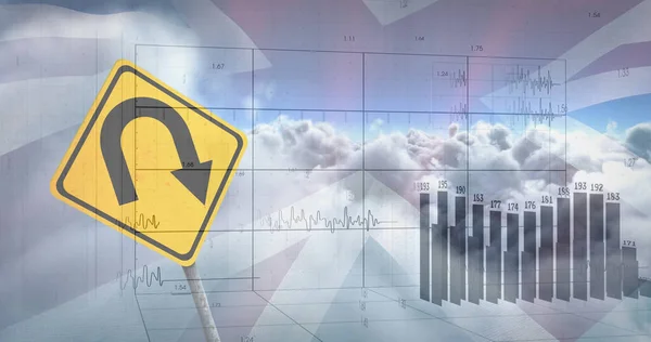 Imagen Del Procesamiento Datos Financieros Través Señales Tráfico Bandera Del —  Fotos de Stock