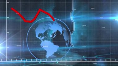 Animasyon kırmızı çizgi işleme, dünya çapında bağlantılar. küresel bağlantılar ve veri işleme konsepti dijital olarak oluşturulmuş video.