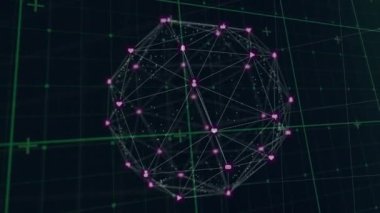 Dünya ve ızgara bağlantıları ağının animasyonu. küresel iş, veri işleme ve bağlantı konsepti dijital olarak oluşturulmuş video.
