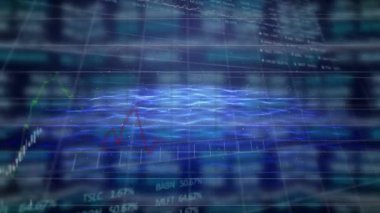 Finansal veri işleme şebekesi üzerinde yeşil ve kırmızı çizgilerin animasyonu. küresel iş, veri işleme ve bağlantı konsepti dijital olarak oluşturulmuş video.