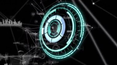 Kapsam taramasında bağlantı ağının animasyonu. küresel bağlantılar, ağlar ve veri işleme konsepti dijital olarak oluşturulmuş video.