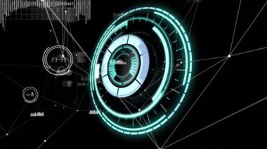 Kapsam taramasında bağlantı ağının animasyonu. küresel bağlantılar, ağlar ve veri işleme konsepti dijital olarak oluşturulmuş video.