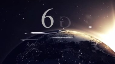 Küre animasyonu, uzayda hareket eden 6G ve çizgiler. yeni teknoloji, iletişim ve bağlantı konsepti dijital olarak oluşturulmuş video.